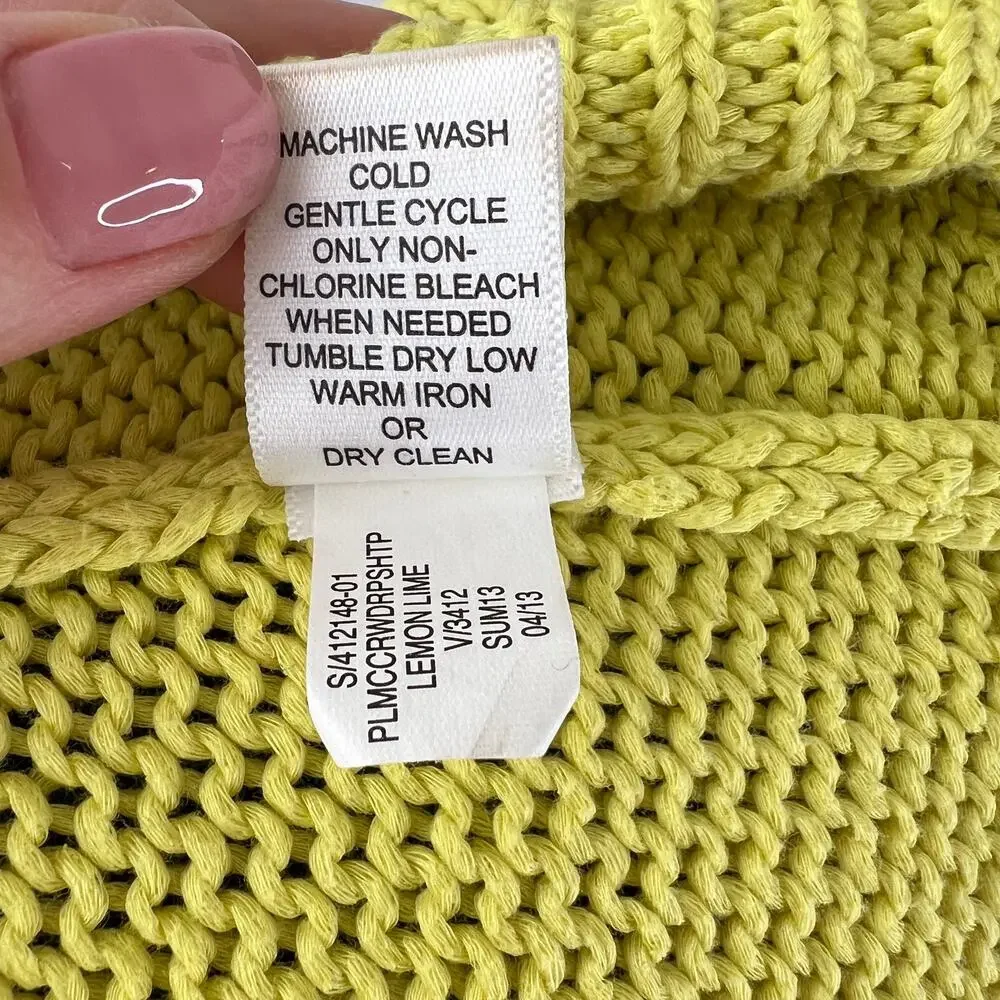 BANANA REPUBLIC MILLY COLLECTION Lemon Lime Cotton Drop Shoulder Sweater Size S